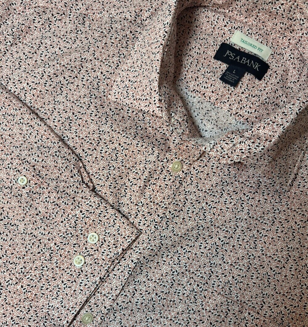 NWT Jos A Banks Comfort Stretch Tailored Fit Floral Long Sleeve Men Large